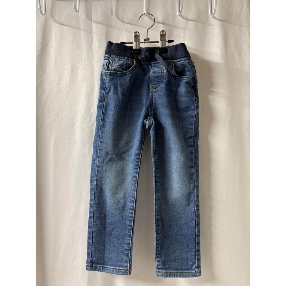 Boys Jeans Denim Blue Elastic Waist Drawstring Pockets Casual Kids Pants‎